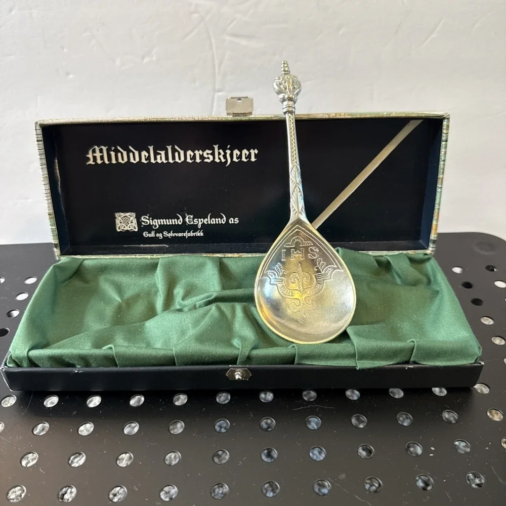 Vintage Tinn Pewter Viking Norway Souvenir Spoon 6